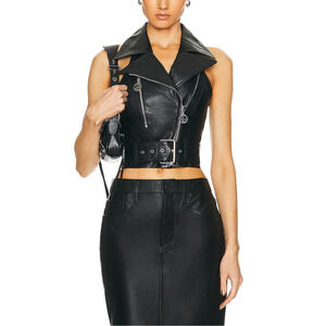 Moschino Leather Black Vest Size 38